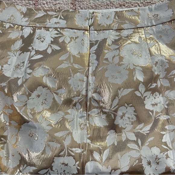 NWT J. Crew Metallic Floral A-Line Skirt Size 6 Champagne Gold Cream Office - Picture 5 of 10